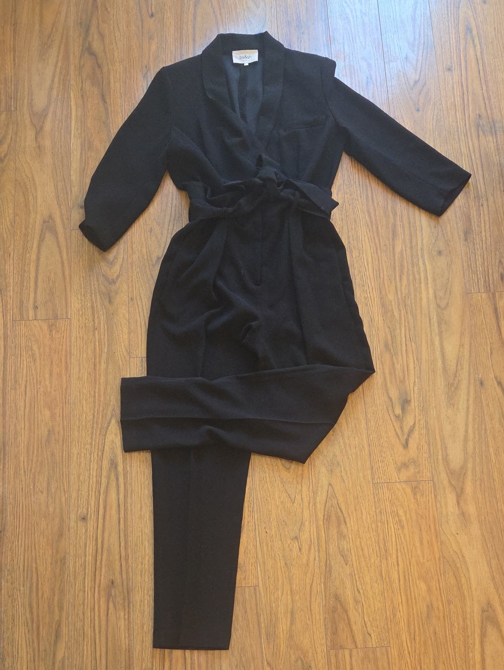 ba&sh Black Wrap Jumpsuit with Tie Belt Size 1 (US 4)